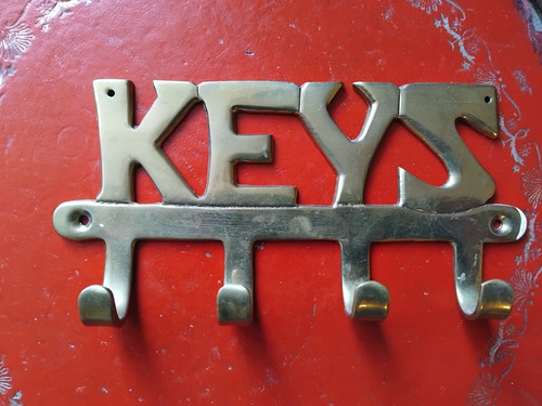 Vintage brass key - brass, rack