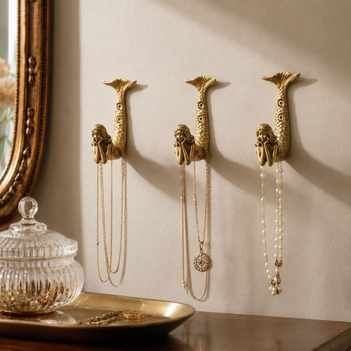 Metal gold mermaid wall - gold,