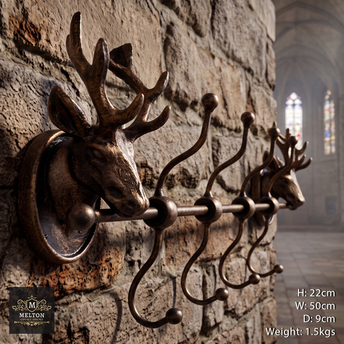 Stag coat hooks metal - coat,