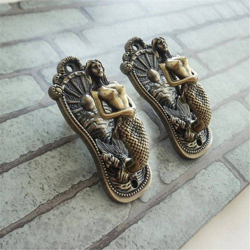 Vintage bronze mermaid hooks - mermaid,